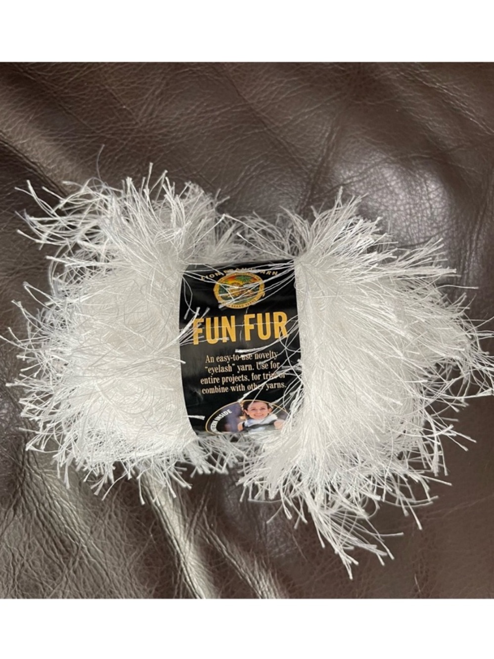 NEW Lion Brand Yarn Fun Fur White Eyelash Knitting Yarn 60 Yards